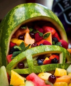 football helmet fruit salad